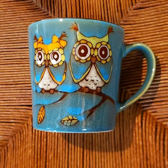 Great Gatherings Stoneware Large Owl Coffee Mug 16 ounces In Teal Blue - Picture 1 of 4